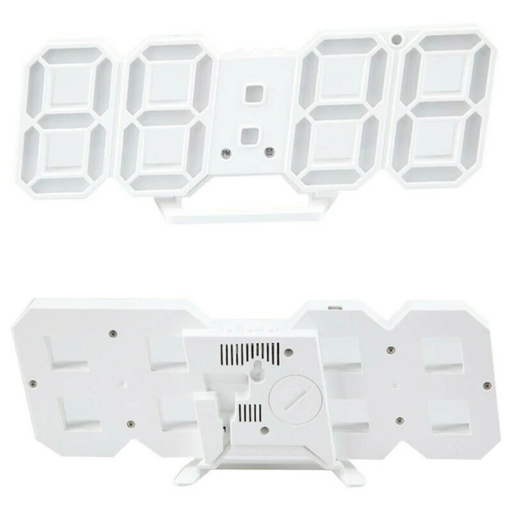 3D Modern Digital LED Wall Clock 24/12 Hour Display Timer Alarm Home USB