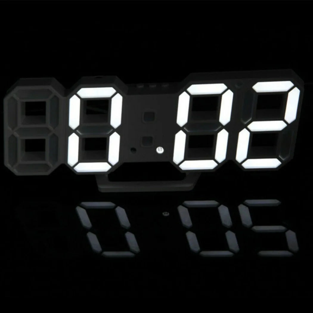 3D Modern Digital LED Wall Clock 24/12 Hour Display Timer Alarm Home USB