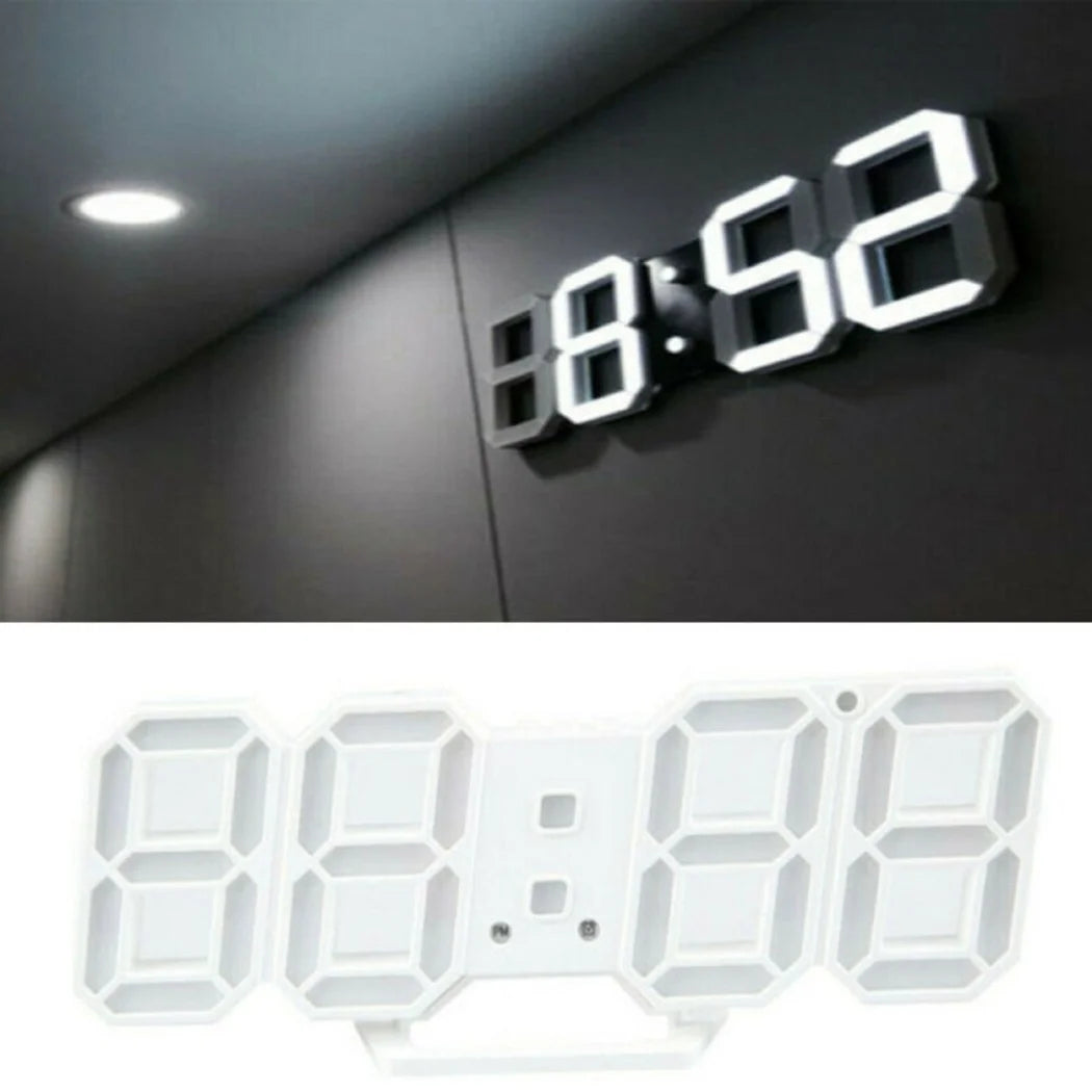 3D Modern Digital LED Wall Clock 24/12 Hour Display Timer Alarm Home USB