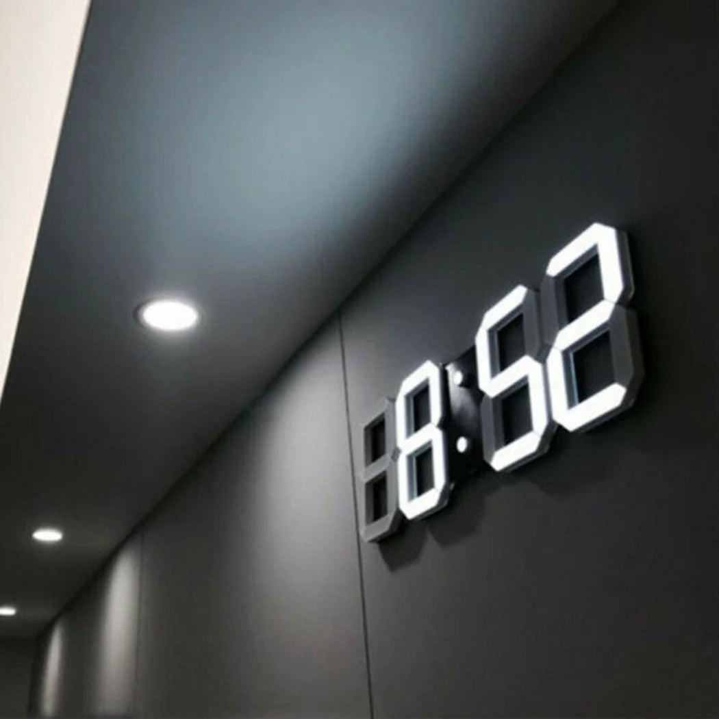 3D Modern Digital LED Wall Clock 24/12 Hour Display Timer Alarm Home USB