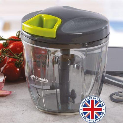 Piranha Pull & Chop Jumbo 900Ml - Manual Food Processor with Storage Lid and Whisk Attachment